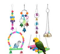 QeeHeng 6 Jouets pour Perroquets, Support, Balançoire et Carillon Jouets et Accessoires pour Perroquets, Cockatiels, Moineaux, Canaris, Hirondelles
