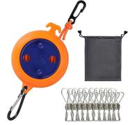 QeeHeng Corde à Linge rétractable pour Camping, Corde à Linge Portable, Corde à Linge pour l'extérieur, Corde à Linge de Voyage, 10 m, avec 10 Pinces à Linge Coupe-Vent