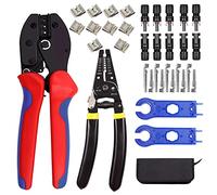 QeeHeng Kit de Pince à Sertir Connecteur de Solaire, 1 Sertisseur, 1 Pince à dénuder Fils, 5 Paire de Connecteurs de Panneau Solaire, Clés Droites, 35Pcs Kits de Câblage de Panneau Solaire