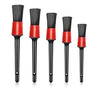 QeeHeng Lot de 5 brosses de Nettoyage de Voiture en Poils de Sanglier Doux pour intérieur ou extérieur, Roues, Tableau de Bord, Cuir, emblèmes
