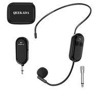 QEEKADA Microphone sans Fil, 2.4G Micro Casque sans Fil avec 2 en 1 et portée 50M, Wireless Microphone Serre Tête pour amplificateur de Voix, Guide Tourisme, Enseignement, PA Système