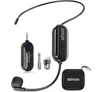 QEEKADA Microphone sans Fil, 2.4G Wireless Microphone Headset,Transmission sans Fil de 50m,Micro Casque sans Fil pour Guide Touristique/Enseignement Discours