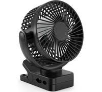 QEEKADA Ventilateur Portable USB Ventilateur Poussette, Petit Ventilateur pince silencieux,12 000 mAh, rechargeable, 3 vitesses, Pour Bureau Voiture de Golf, Voyage en plein air, Camping