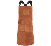 QeeLink Tablier Soudeur avec 6 Poches, Tablier Cuir Anti-Chaleur Ignifuge | Tablier de Menuisier, Réglable de M à XXXL, Parfait pour Forgeron, Mecanicien, 61 x 106 cm