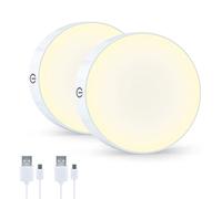 qeemmy Lumière de placard, batterie rechargeable 3000K Lampes Armoire, veilleuse LED avec grande batterie 1000 mAh, lampe à coller pour placard, armoire, comptoir, cuisine, chambre(Paquet de 2)