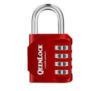 QEENLOCK Cadenas Code 4 Chiffres, Cadenas a Code Pour Casier Vestiaire Sport, College, Scolaire, Cadna avec Code Exterieur Pour Portail, Abri de Jardin,couleurs noir, bleu, rouge (rouge)