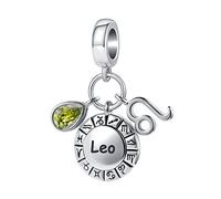 QeenseKc Breloque en forme de larme avec signe du zodiaque 12 pierres de naissance pour bracelet Pandora, Métal Strass Métal Strass Cristal, Base