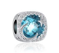 QeenseKc Breloque I Love You to The Moon Back Charm Lune Étoile Cœur Amour Cristal CZ Perles Charms pour bracelet européen