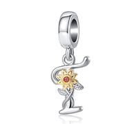 QeenseKc Breloque tournesol initiale A à Z avec inscription « You are my sunshine » pour bracelet et collier Pandora, Métal, Base
