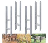 QEENTOE Lot de 4 supports de poteau en H - 91 x 600 mm - En acier inoxydable avec revêtement par pulvérisation - Ancrage en H résistant aux intempéries pour clôture et toit de terrasse - Kit d'ancrage