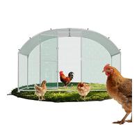 QEENTOE Poulailler 3 x 2 x 2 m avec toit en polyéthylène étanche et verrou de sécurité - En acier galvanisé - Enclos pour petits animaux - Avec toit arqué - Enclos pour poules, petits animaux