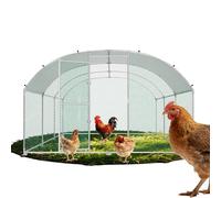 QEENTOE Poulailler 3 x 6 x 2 m avec toit en polyéthylène étanche et verrou de sécurité - En acier galvanisé - Enclos pour petits animaux - Avec toit arqué - Enclos pour poules, petits animaux