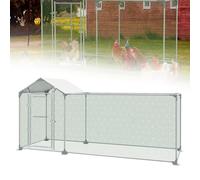 QEENTOE Poulailler enclos en tube d'acier galvanisé, avec piquets de toit et de sol en polyéthylène, grillage métallique revêtu de PVC, parfait pour le jardin, la ferme - 3 x 1 m (L x l)