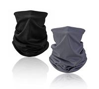 QEEQPF 2PCS Face Snoods Bandana Bandeau Multifonctionnel Chapeaux Cache-Cou Visage Couvrant Respirant Protection UV Visage Réchauffeur Cravates (Noir + Gris)