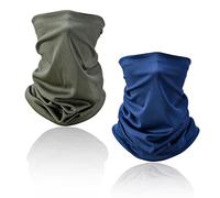 QEEQPF bandeau facial en 2 pièces Bandeau bandana, couvre-chef multifonction chauffe-tête, protecteur de cou et de visage, réchauffeur anti-ultraviolet respirant.(Bleu marine et vert armée)