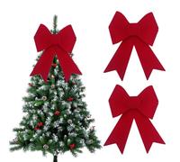 QEEROYO 2 Pièces Gros Noeud Rouge Noel, 21x31cm Grand nœud de Noël Rouge, Nœuds décoratifs, pour Sapin De Noël Arcs Arbre Extérieur