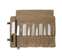 QEES Sacoche à Couteaux De Chef Professionnel 11 Compartiments Sac à Couteaux en Toile Cirée Etui à Couteaux pour Camping Randonnée Travail Kaki