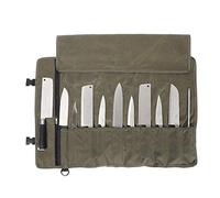 QEES Trousse De Couteaux Chef Professionnel Sac à Couteaux en Toile Cirée Sacoche Couteaux 11 Emplacements Vert