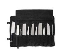 QEES Trousse De Couteaux Chef Professionnel Sac à Couteaux en Toile Cirée Sacoche Couteaux 11 Emplacements Noir