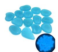 Qeesio Lot de 450 galets phosphorescents décoratifs pour jardin, allée, cour, aquarium, bleu