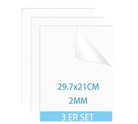 QEEYON 3 Pcs Plaque Acrylique Transparente 2mm, A4 Feuilles Acryliques 297 x 210 mm Feuilles en Acrylique avec Film Protecteur pour Cadre Photo, Présentation de Projet, Peinture