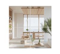 QEEYON 4 Pièces Miroir en Verre 20 x 20 cm, Carreaux de Miroir Autocollants Adhésif HD DIY pour Décoration Murale, Placard, Salle de Bain, Salon, Chambre