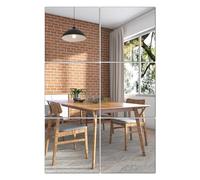 QEEYON 6 Pièces Miroir en Verre 15 x 15 cm, Carreaux de Miroir Autocollants, Miroir Adhésif HD DIY pour Décoration Murale, Placard, Salle de Bain, Salon, Chambre