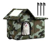 QEEYON Grand abri d'extérieur résistant aux intempéries pour l'hiver - Maison d'extérieur pliable avec porte et couche en éponge pour chats errants et sauvages, grotte pour petits chiens, chatons