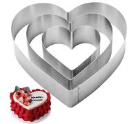 QEEYON Lot de 3 emporte-pièces en forme de cœur de 10,2 cm, 15,2 cm, 20,3 cm, moules à biscuits en métal pour gâteaux, pâtisseries, anniversaires, Saint-Valentin, Noël