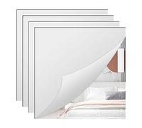 QEEYON Lot de 4 feuilles de miroir en acrylique de 30,5 x 30,5 cm, carreaux de miroir carrés autocollants sans cadre pour mur, chambre à coucher, décoration de porte d'intérieur, plateaux de miroir pour centres de table