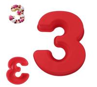 QEEYON Moule Gateau Chiffre 3, Moule Number Cake,25,5 cm Grands Moules à Gâteau 3D en Silicone,Moule Chiffre Gateau Pour Anniversaire et Anniversaire de Mariage