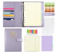 Qefuna A5 Classeur à anneaux, couverture en PU avec motif Sun Tree of Life en relief sur feuille, carnet avec 180 feuilles de recharge, pochettes et intercalaires, violet