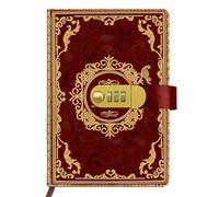 Qefuna Agenda Avec Cadenas, A5 En Cuir Pu Avec Estampage À Chaud En Relief, Agenda Floral Rétro Avec Combinaison, 200 Pages, Papier 100 G/M², Journal De Lecture Vintage Pour Adultes (Rouge)