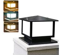 QEGY Lampadaire de jardin à LED 12 W vintage noir traditionnel carré en aluminium Lanternes de jardin d'extérieur étanches pour pelouse, paysage, colonne, terrasse, lumière 3 couleurs