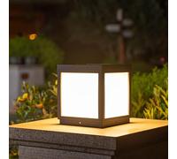 QEGY LED Lampe Pilier Portail Carrée Traditionnelle, Aluminium Noir Poteau Extérieur Lanterne E27 Jardin Lumière Décoration Porte Pilier Parc Lumières Extérieures Étanche, Acrylique Abat-jour