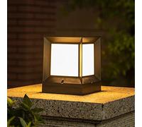 QEGY Moderne Lampe Pilier Extérieur Jardin, Traditionnel Carré Noir Colonne Lampes avec Acrylique Abat-Jour et E27 Poteau Extérieur Lanterne Lumière Décoration Porte Pilier Parc Lumières,S