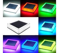 QEGY RGB Lampe Pilier Portail solaire, Poteau Solaire Lampes Solaires Lampe Colonne Extérieure avec Blanc/Chaud Lumière Réglable, Lampe Solaire LED pour Poteaux en Bois, Terrasse, Patio,Rgb