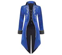 QEKFDOV Veste gothique Steampunk vintage pour homme avec queue-de-morue,Médiéval Veste Victorienne Manteau Gothique Renaissance d'Halloween pour cosplay