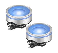 QENETY Base lumineuse LED ronde multicolore - Base lumineuse en cristal 3D - Support d'affichage lumineux - Support d'affichage tactile sensible (2 bases sphériques encastrées)