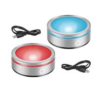 QENETY Base lumineuse LED ronde multicolore - Base lumineuse en cristal 3D - Support d'affichage lumineux - Support d'affichage tactile sensible (2 bases plates)