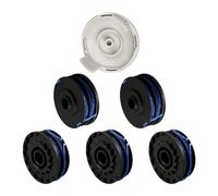 QENETY Bobine de fil de rechange pour débroussailleuse Ryobi RLT4027, RLT4125, RLT5027, RLT6030, RLT5127, RLT6130-5132002670, 1,5 mm pour débroussailleuse RAC123, avec couvercle RAC122 (6 pièces
