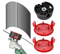 QENETY F016800431 Fil de débroussailleuse compatible avec débroussailleuse Bosch AFS 23-37, 37 cm x 3,5 mm avec tête de coupe F016F04839, couvercle de bobine F016F04841 (53 pièces)