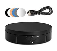 QENETY Platine tournante électrique, 90/180/360 degrés réglable pour affichage de bijoux, montres, produits numériques, modèles 3D avec 6 fonds (noir)