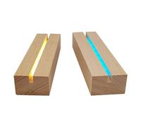 QENETY Socle d'affichage rectangulaire en bois de 15,2 cm - Base de lumière LED rectangulaire en bois pour piédestal en résine et verre acrylique (2 colorés)