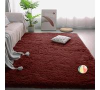 QENHYUN Tapis Moderne 140 x 300 cm Antidérapant, Doux Au Toucher, en Fausse Fourrure Tapis Moelleux et Moelleux Antidérapant, Moderne, pour La Décoration de La Maison, Vin Rouge