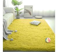 QENHYUN Tapis Moderne 300 x 390 cm Antidérapant, Doux Au Toucher, en Fausse Fourrure Tapis Moelleux et Moelleux Antidérapant, Moderne, pour La Décoration de La Maison, Jaune