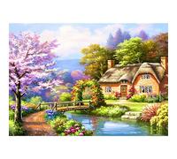 QENSPE 5D Diamond Painting Paysage Villages Peinture Diamant Kit Adulte Complet Paysage Diamond Art Painting, DIY Broderie Diamant Strass Cristal Point de Croix Murale Cadeau Décoration 30x40cm
