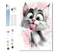 QENSPE Chat Joueur Peinture par Numéros pour Adultes Encadrée 20x30cm | Peinture à l'huile Acrylique, Toile Pré-imprimée en Couleur, Sans Plis Paint by Numbers, Décoration Murale et Cadeau Parfaits