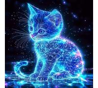 QENSPE Diamond Painting Kit de peinture diamant 5D chaton lumineux pour adulte chat complet peinture diamant kit broderie point de croix images ensemble décoration murale maison 30 x 340 cm