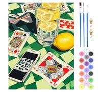 QENSPE Peinture par Numéros Kit pour Adulte, Peinture Acrylique pour Débutants, DIY Dessin Artwork Peinture sur Toile 40×50cm Paint by Numbers Maison Mur Déocr, Fête de poker (sans Cadre)